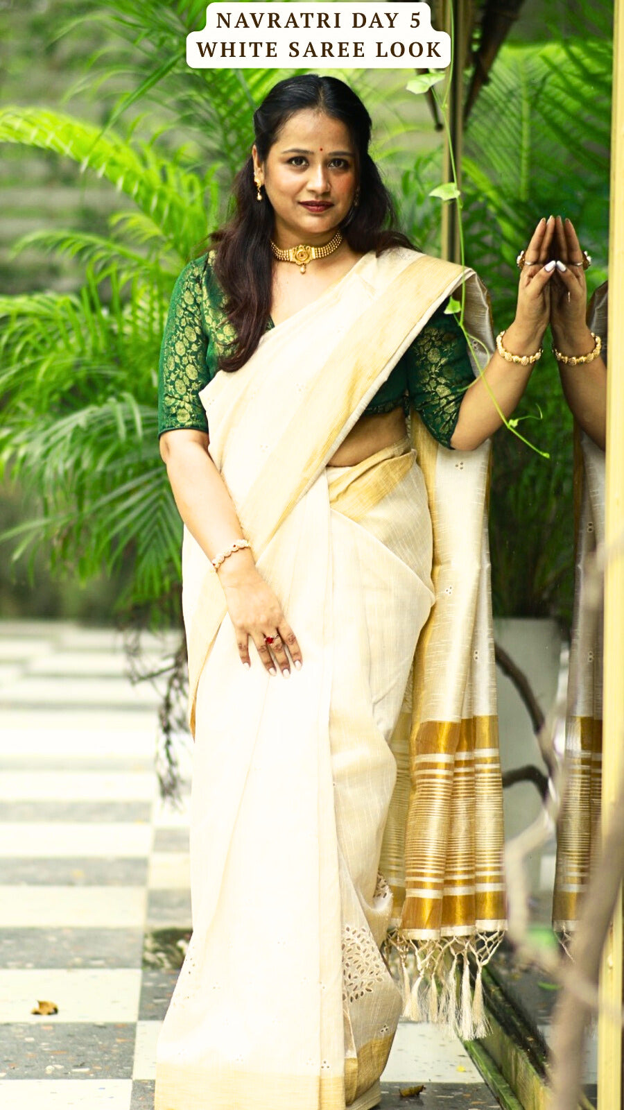Day 5 Chaitra Navratri White Saree Styling Guide Skandamata