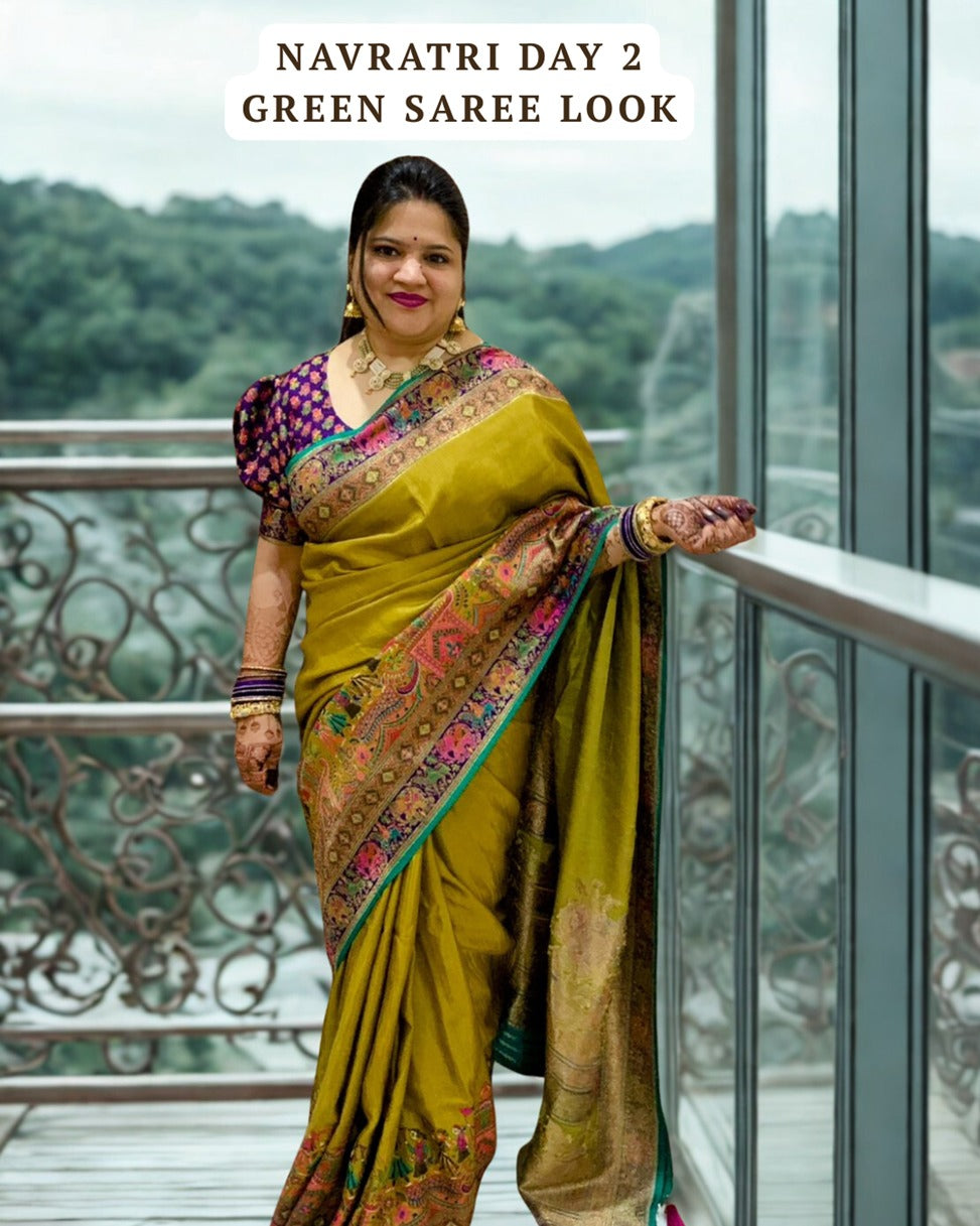 Chaitra Navratri Day 2 Green Saree Styling Guide for Brahmacharini
