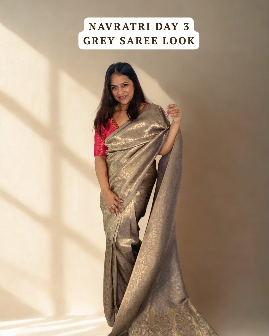 Chandraghanta Navratri Day 3: Grey Saree Styling Guide