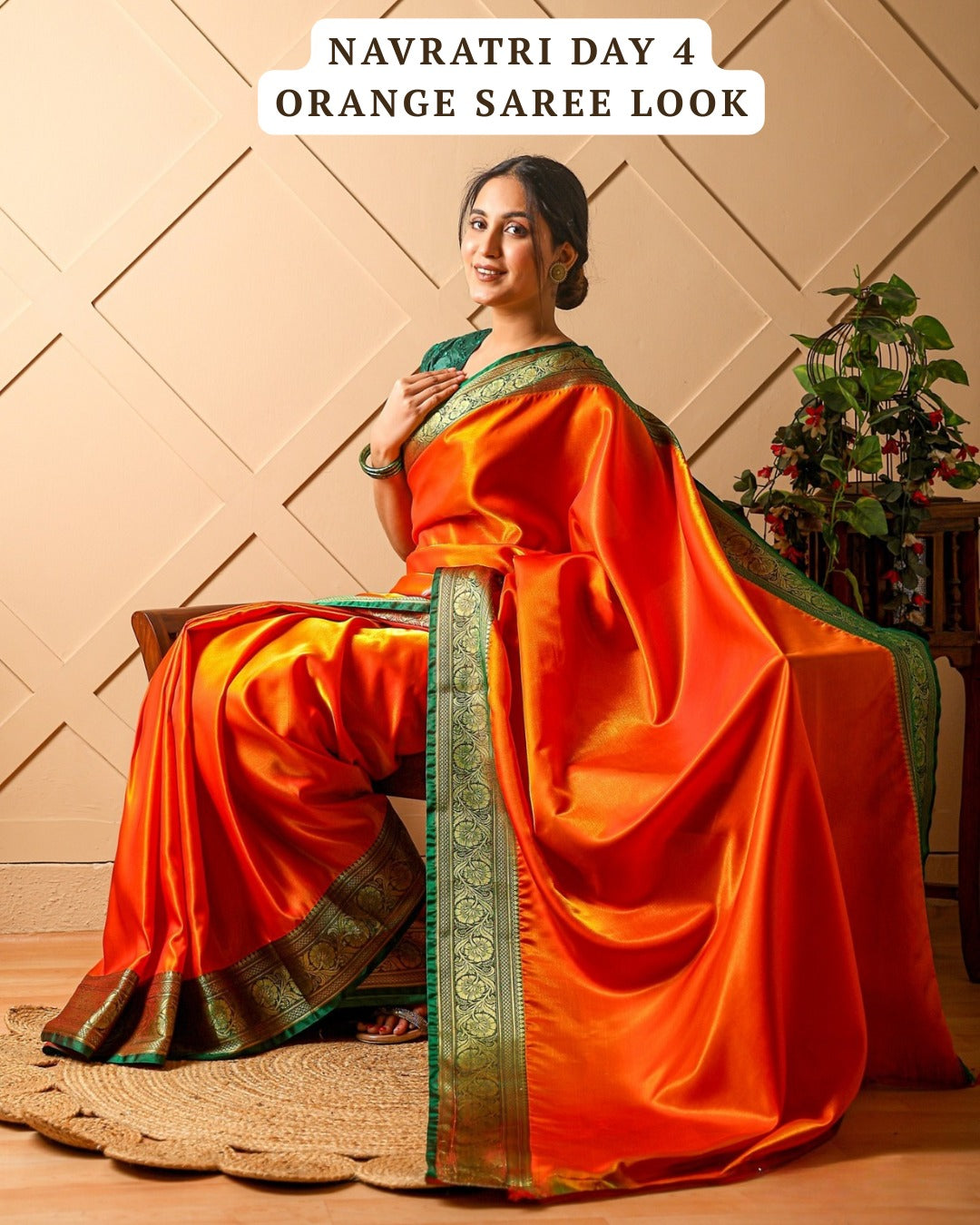 Chaitra Navratri Day 4: Orange Saree Styling Guide for Kushmanda