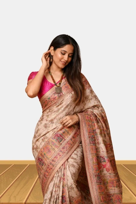 Madhubani Inspired Raw Silk Saree