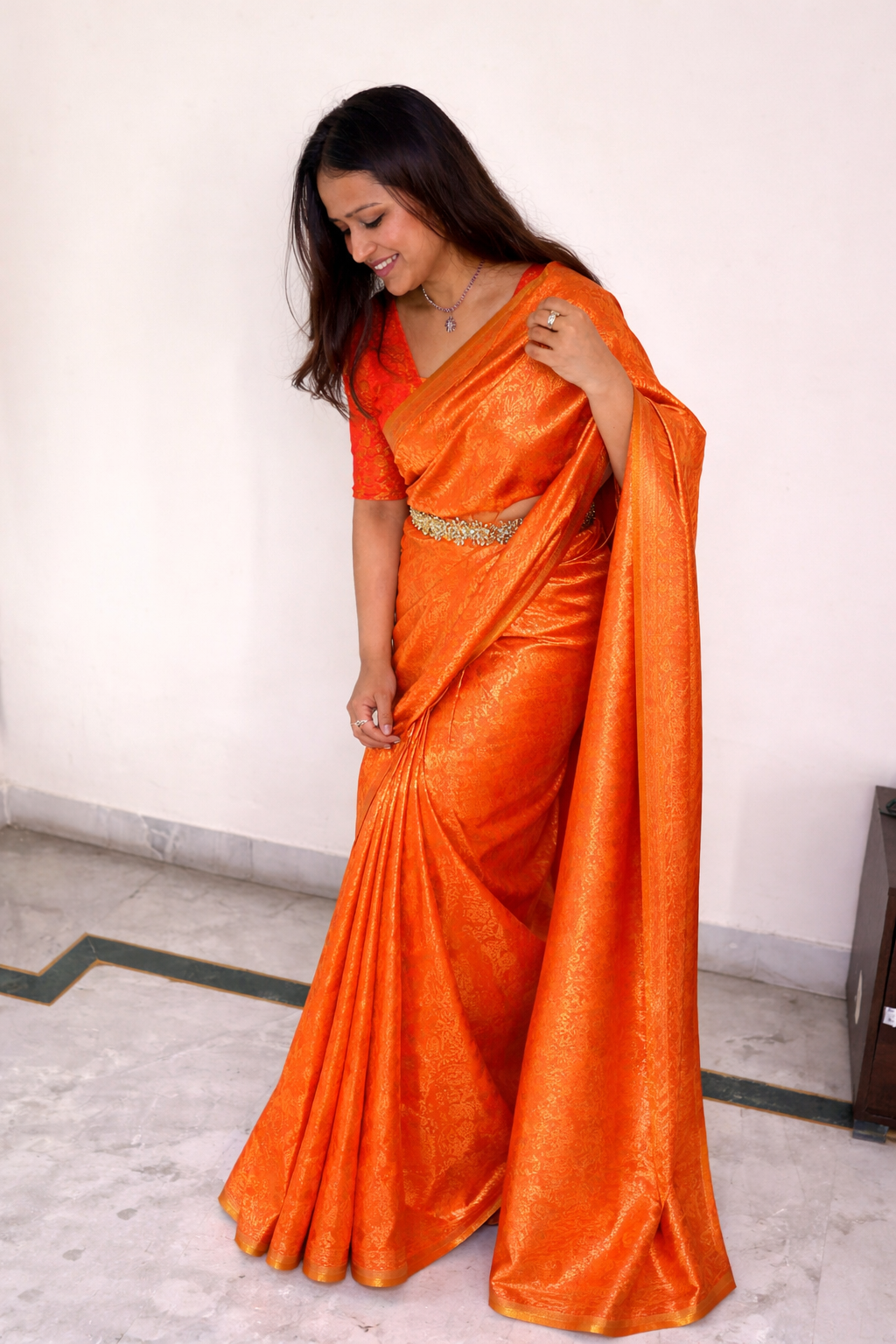 Suvarna Jyoti Gold Zari Kanjivaram Saree | Festive Silk Saree – Ethnyk Dori