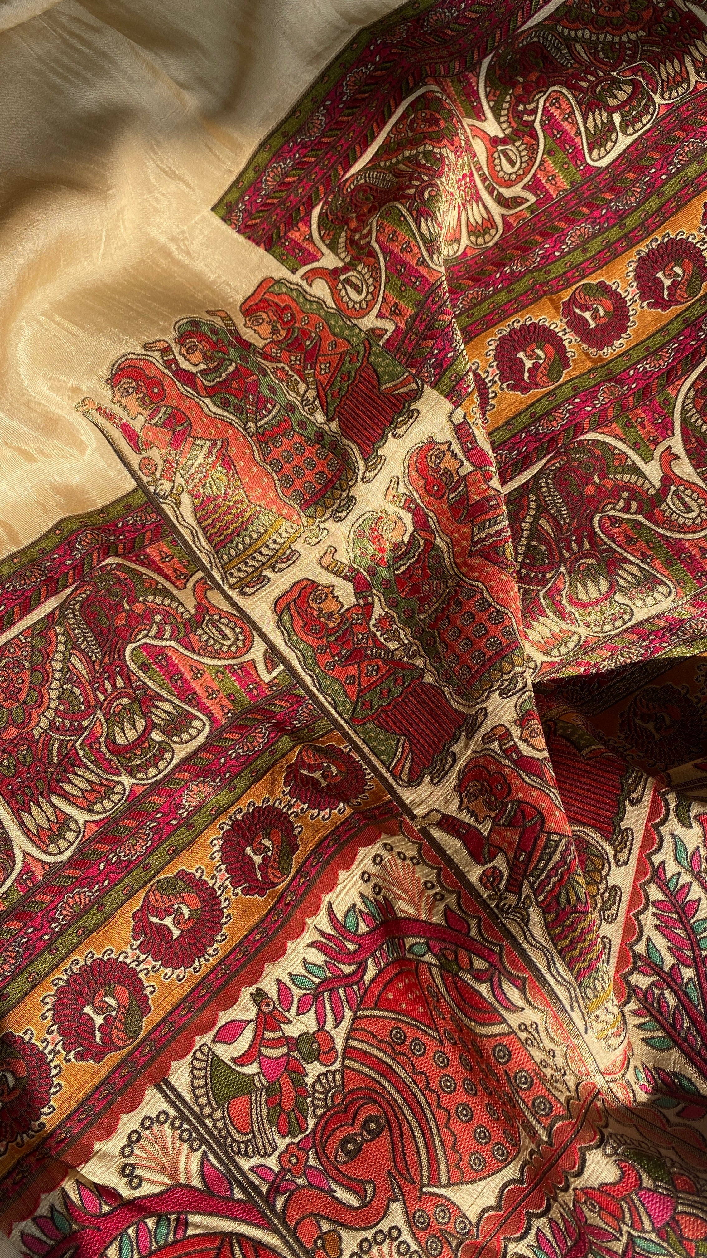 Madhubani Inspired Raw Silk Saree