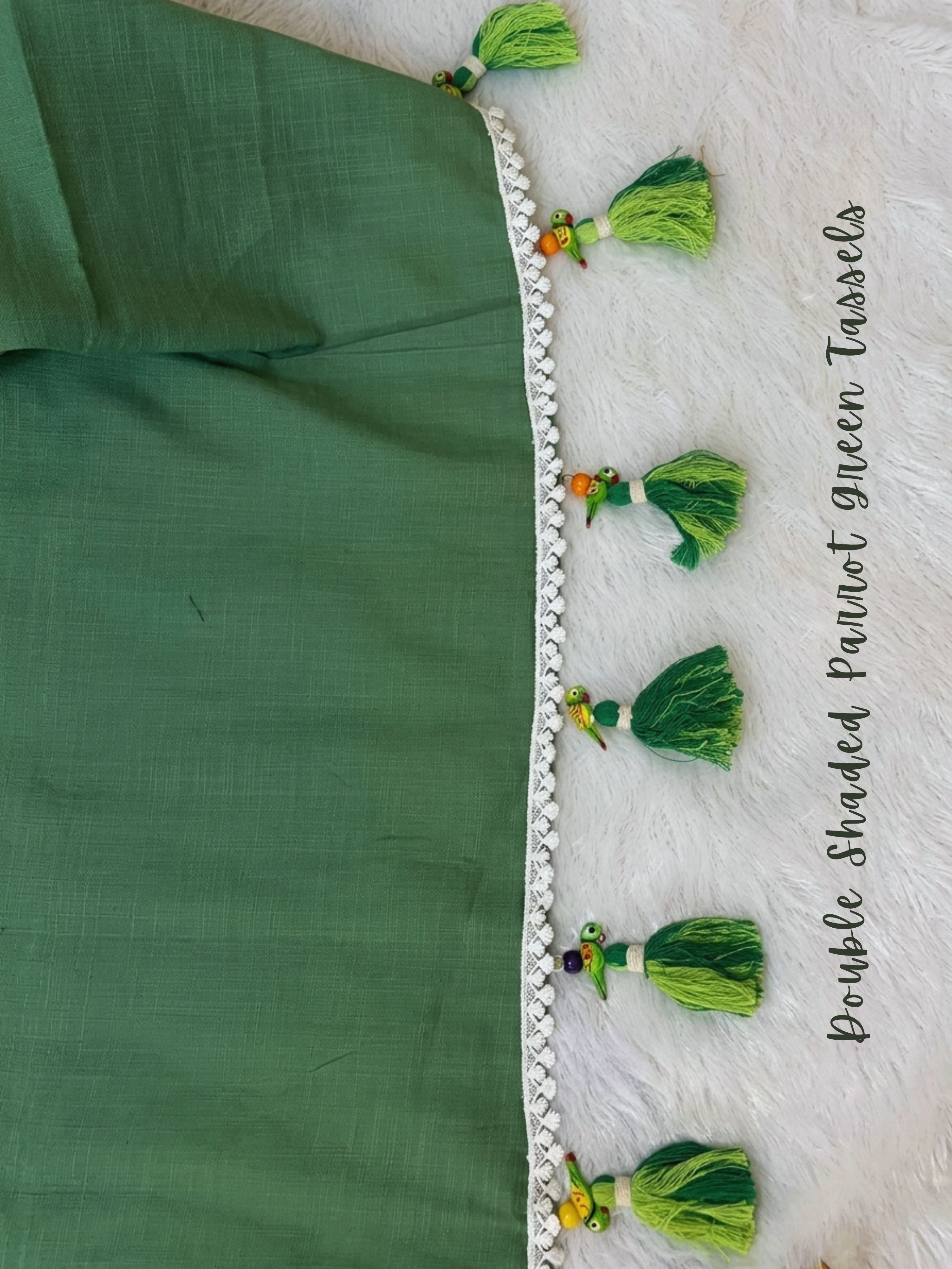 Pure Linen Saree Green Fabric Texture Closeup Ethnyk Dori